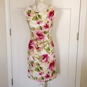 EUC Fitted Floral Dress Pink/White Size 4
